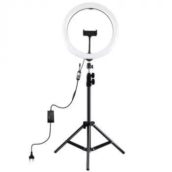 LED žiedinė šviesa 30 cm su trikoju iki 1,1 m ir telefono laikikliu