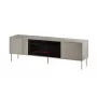 Spintelė televizoriui su židiniu Cama Meble TRESSE 180x40x54,5 cm – juodas rėmas, kaspininis matinis viršus