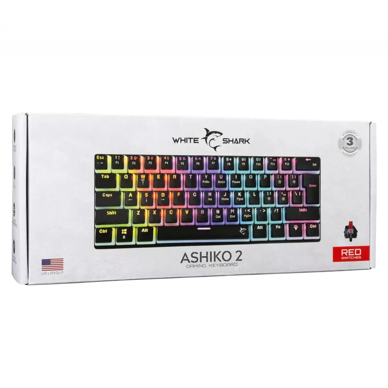 Žaidimų klaviatūra White Shark GK-2202 Ashiko 2 Juoda/Raudona US išdėstymas