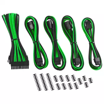 CableMod Classic ModMesh CM-CAB-CKIT-N86KKLG-R 8+6 kontaktų maitinimo ilginimo rinkinys, juoda/žalia