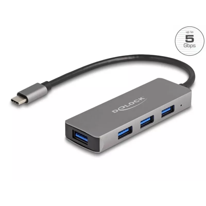 DeLOCK 63173 USB HUB Type-C 5000 Mbit/s Juodas