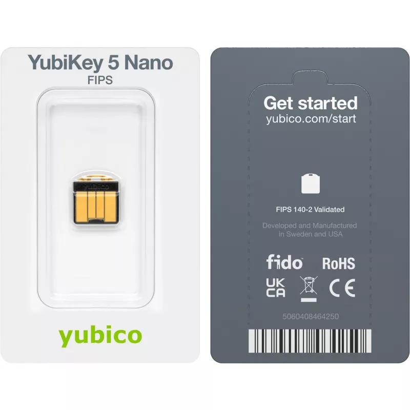 Yubico YubiKey 5 Nano FIPS USB-A saugos raktas – NIST patvirtintas