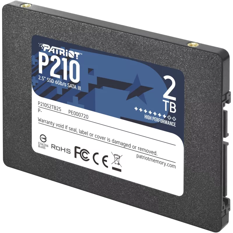 2,5 colio SATA III SSD PATRIOT P210 2 TB – 500 MB/s skaitymas, 400 MB/s rašymas, 7 mm