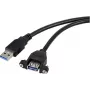 Renkforce USB 3.0 laidas USB-A kištukas, USB-A lizdas 1,00 m juodas montavimui su fiksavimo varžtais RF-5720388