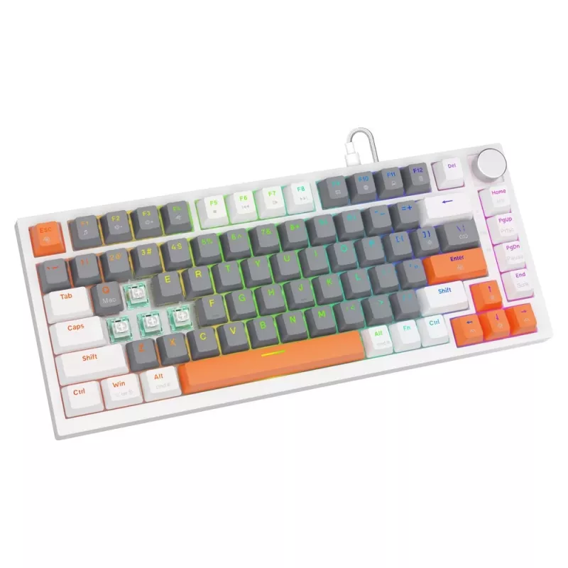 Gaming klaviatūra Savio ASTRAL WHITE JADE 3 COLOURS USB QWERTY US International