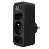 Maitinimo skirstytuvas MACLEAN MCE248 F/B – 3 AC lizdai (1x16A, 2x6A) ir 4 USB prievadai (2xUSB‑A, 2xUSB‑C PD 20W), EU kištukas, juodas