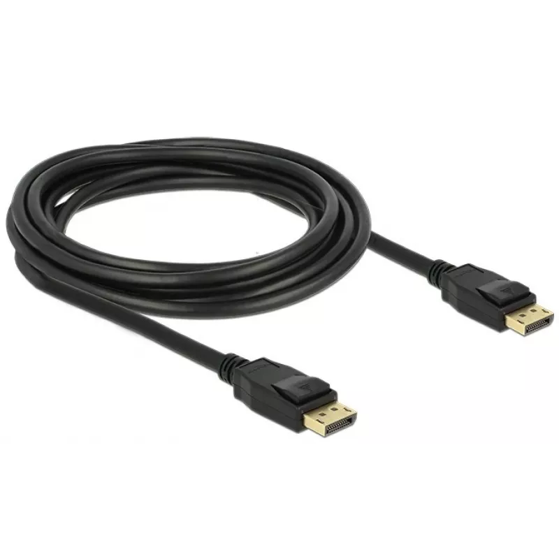 Delock DisplayPort kabelis – DisplayPort (vyriškas) į DisplayPort (vyrišką) – 3 m – su užraktu – juodas
