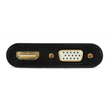 Gembird A-HDMIM-HDMIFVGAF-01 adapteris HDMI kištukas–HDMI lizdas + VGA lizdas su garsu ir papildomu maitinimo lizdu