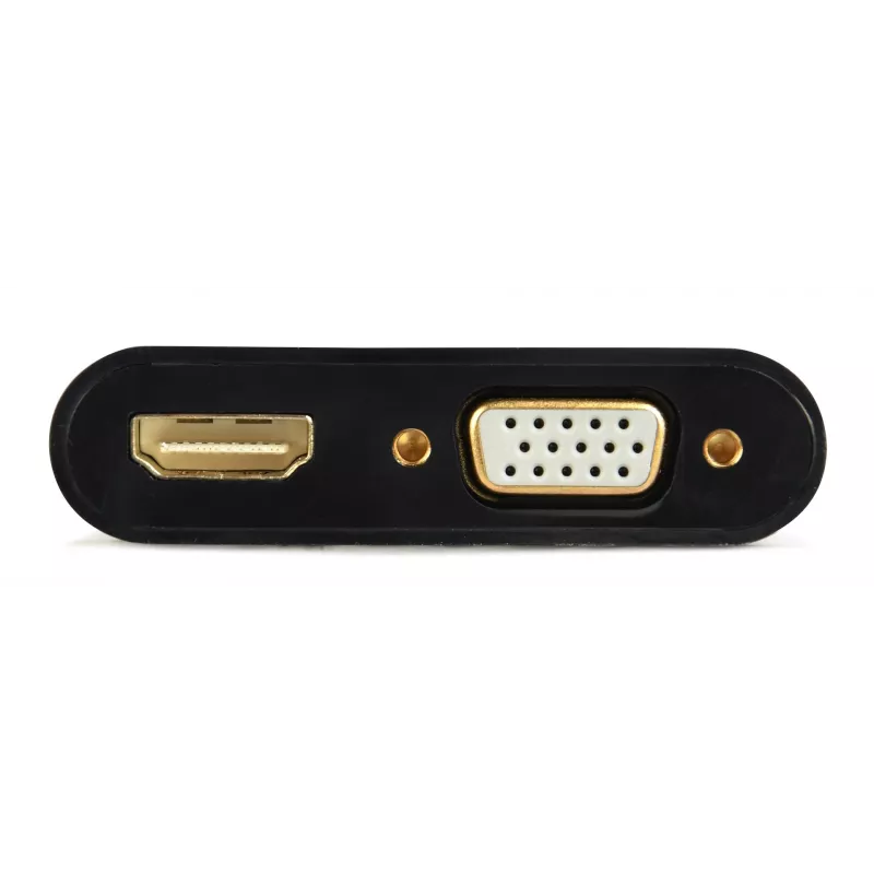 Gembird A-HDMIM-HDMIFVGAF-01 adapteris HDMI kištukas–HDMI lizdas + VGA lizdas su garsu ir papildomu maitinimo lizdu