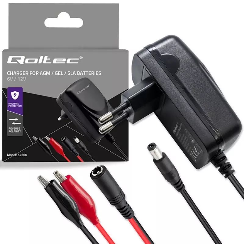 Baterijų įkroviklis QOLTEC 52660 – 6V/12V, 6W