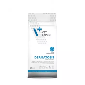 Sausas šunų ėdalas VETEXPERT Veterinary Diet Dermatosis Triušis ir Bulvė 2 kg – suaugusiems, monoproteininis, be grūdų/glitimo/sojos
