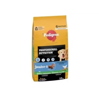 Sausas šunų ėdalas Pedigree Professional Nutrition Junior – paukštiena ir daržovės, vidutinėms ir didelėms veislėms, 12 kg, 25% baltymų, 10% riebalų