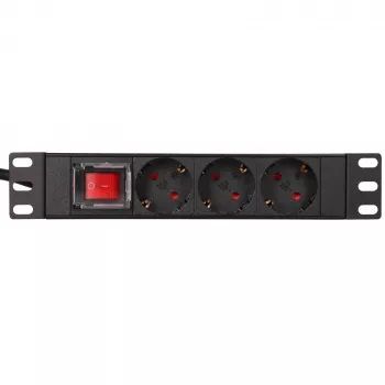 Extralink 10 1U 3 lizdų EU tipo maitinimo PDU su jungikliu PDU 3-EU