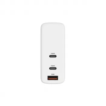HYPER HJG140WW universalus baltas AC greitasis kroviklis, 140 W, GaN, 2x USB-C + 1x USB-A, patalpoms