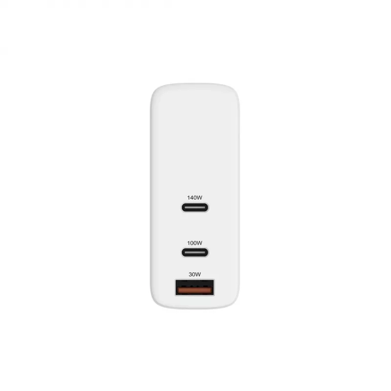 HYPER HJG140WW universalus baltas AC greitasis kroviklis, 140 W, GaN, 2x USB-C + 1x USB-A, patalpoms