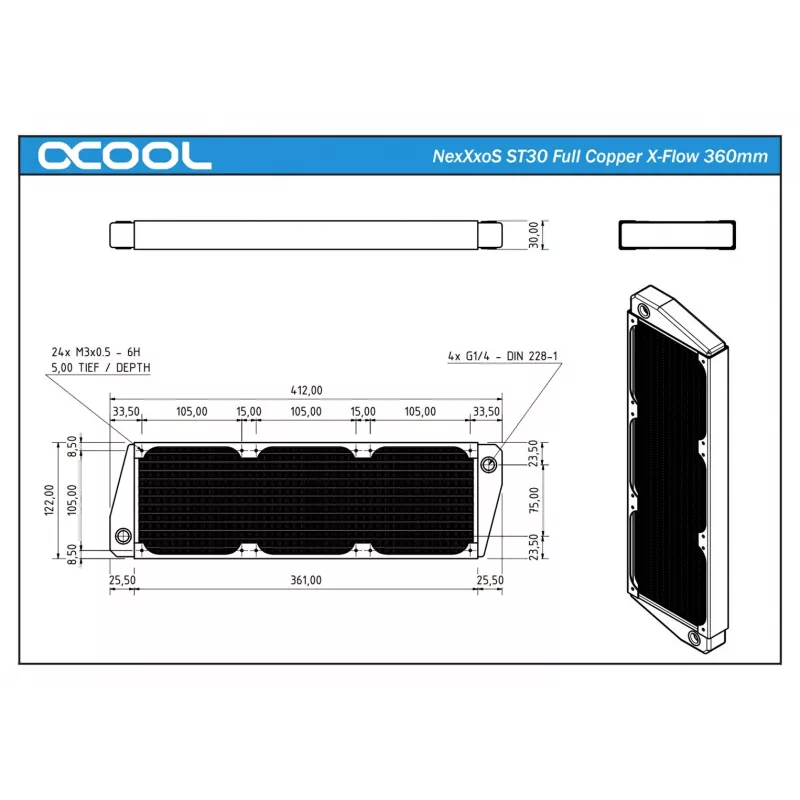 Radiatorius Alphacool NexXxoS ST30 Full Copper X-Flow 360mm (14230)