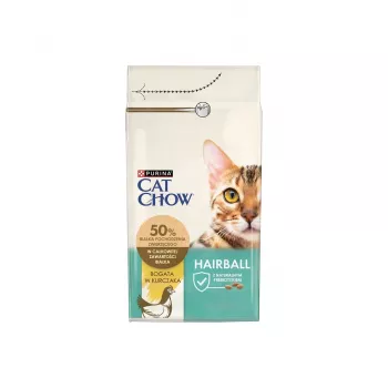 Sausas kačių ėdalas Purina Cat Chow Hairball Control 1,5 kg – suaugusioms katėms, vištienos skonio, 32% baltymų, 11% riebalų