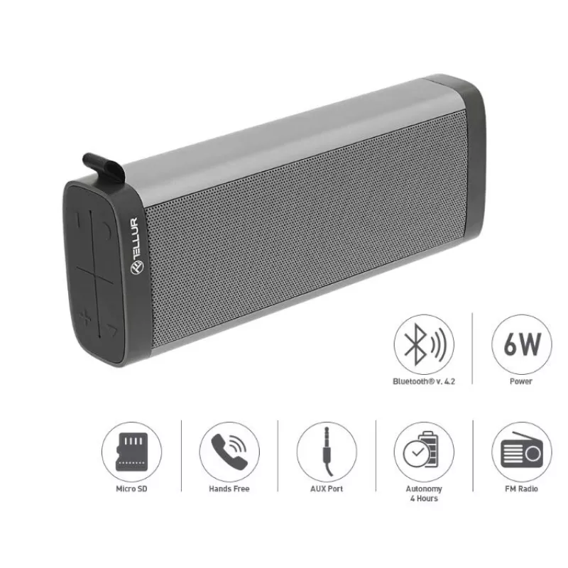 Nešiojamas garsiakalbis Tellur Bluetooth Speaker Selene Gray