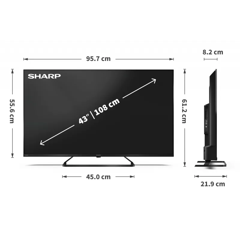 Sharp 43HP6265E Televizorius Google UHD Juodas