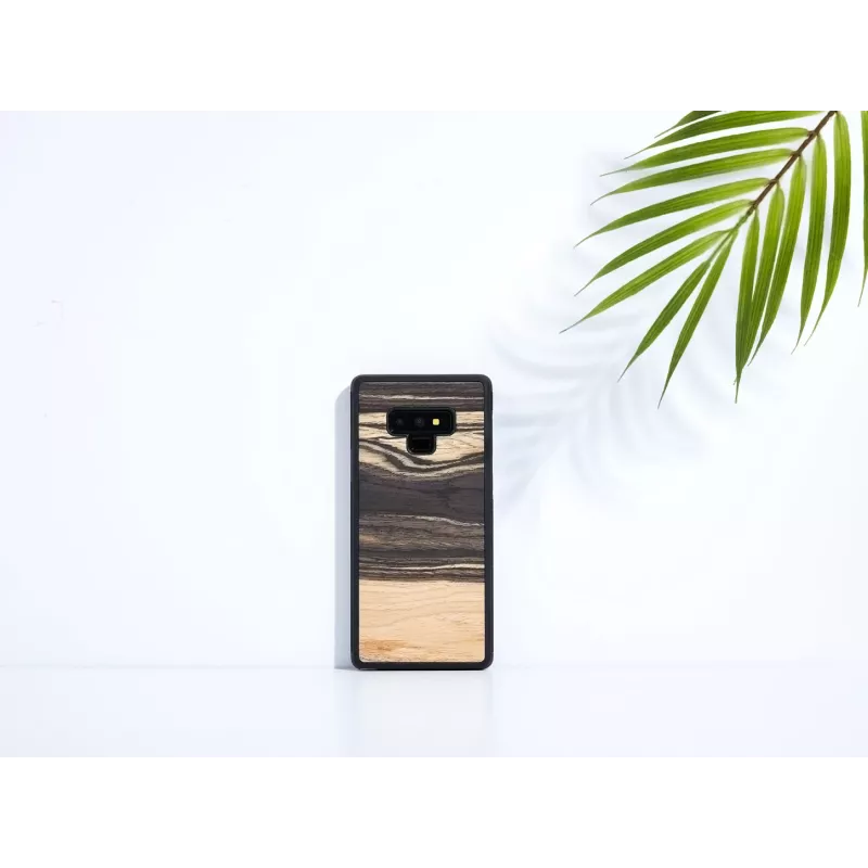 Dėklas Samsung Galaxy Note 9 iš medžio ir polikarbonato – baltas juodmedis
