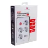 Ilgintuvas MACLEAN MCE392 W – 4 kištukiniai lizdai, 3×USB-A, 110–240V, 2.1A, 2500W, 1,5 m laidas, baltas