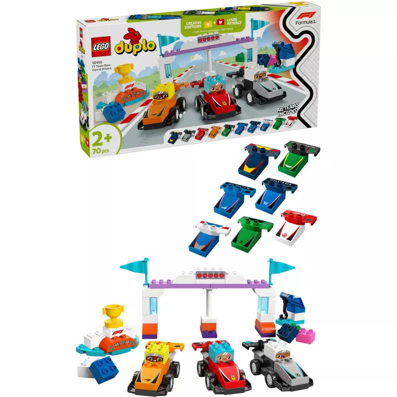 LEGO DUPLO 10445 F1 lenktynių automobiliai ir vairuotojai