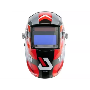 Suvirinimo šalmas YATO YT-73921 su automatiniu tamsėjimu, atspalvis 9–13, polikarbonato korpusas, matymo laukas 4,3×9,8 cm, baterija 3V