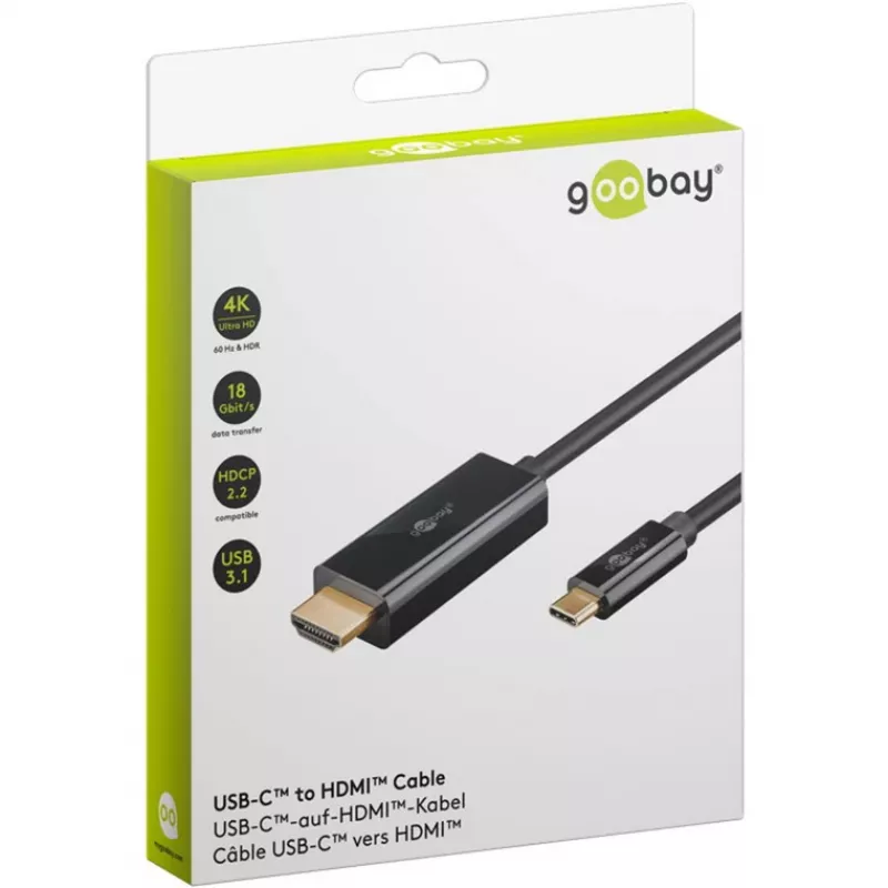 Goobay USB-C į HDMI laidas 4K 60 Hz 1 m juodas 75696