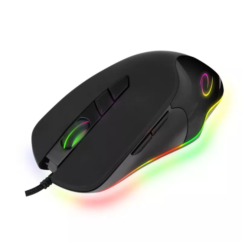 Optinė žaidimų pelė ESPERANZA EM132 — 7 mygtukai, 7200 DPI, RGB, dešinei rankai, USB 2.0, 1,5 m laidas