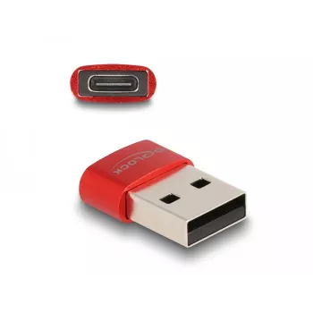 Delock USB adapter - USB (M) į 24 kontaktų USB-C (M) - USB 2.0 3 A - Raudonas (60050)