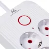 Maitinimo blokas MACLEAN MCE389 W – 6 kištukinių lizdų, 4×USB-A, 1×USB-C, 2500W, 110–240V, 1,5 m laidas, baltas