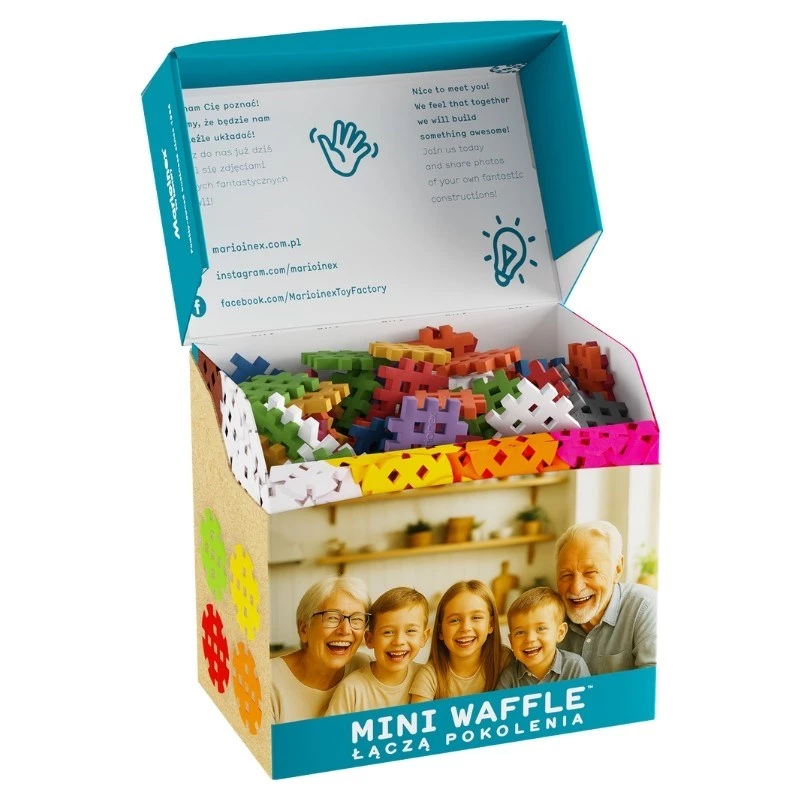 Marioinex Mini Waffle konstruktoriaus blokeliai Senior Set – 200 vnt., įvairiaspalviai, nuo 6 metų