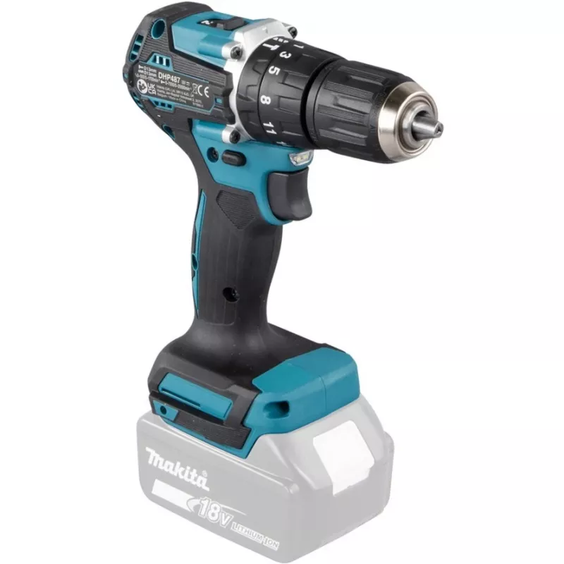 Gręžtuvas Makita DHP487Z 1700 RPM, be rakto, 1,4 kg, juodas/mėlynas