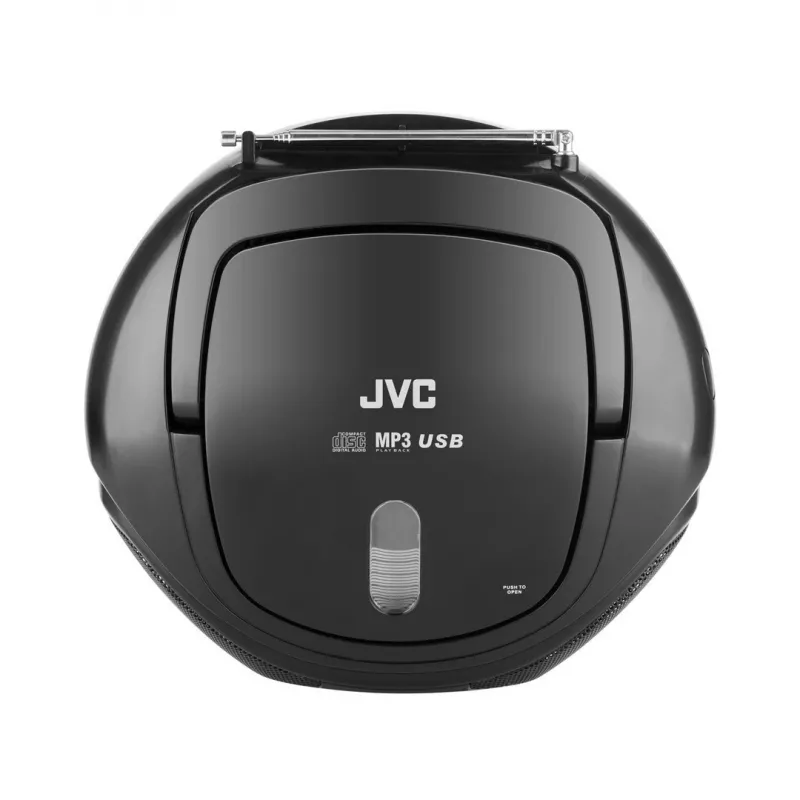 Nešiojamas CD grotuvas JVC RD‑E221B – juodas, CD/MP3, kasečių dekas, USB atkūrimas, FM radijas, AUX, baterija/tinklo maitinimas