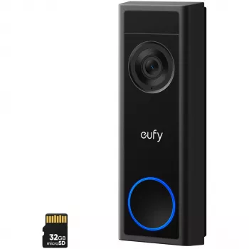 Vaizdo skambutis Eufy C31 2K su MicroSD atmintimi, 2560×1440, 6500 mAh, laidinis ir belaidis, juodas