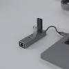SAVIO USB-A stotelė su RJ-45 Gigabit Ethernet AK-57 — 3× USB-A + RJ-45, USB 3.2 Gen 1 Micro‑B pagrindinis, 5 Gbit/s, 4 prievadai, pilka