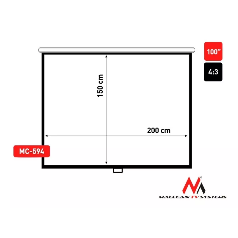 Maclean MC-594 rankinis projektoriaus ekranas 2,54 m (100 col.) 3:4