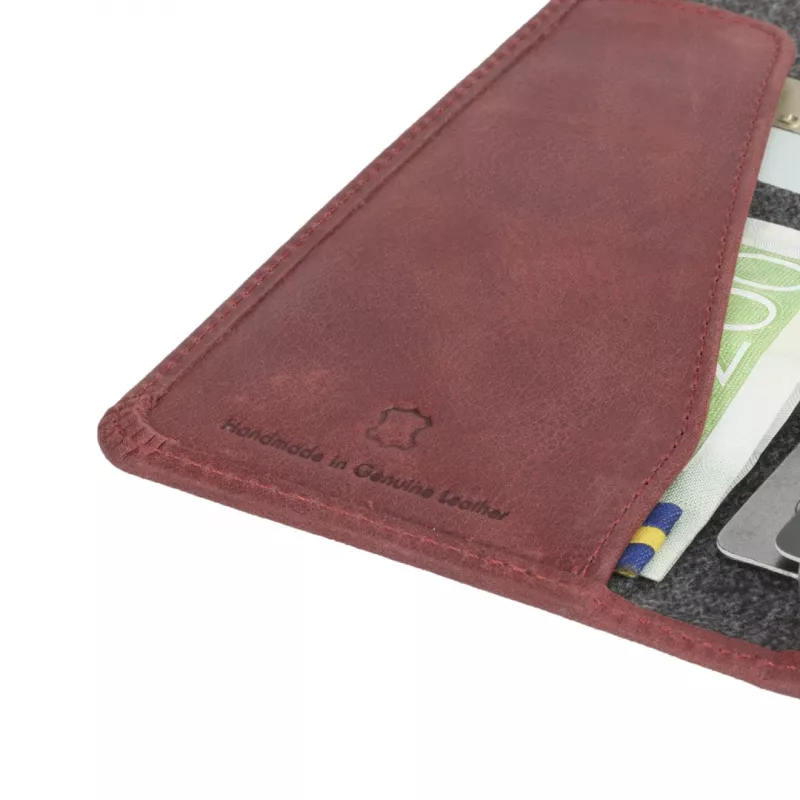 Krusell Sunne 4 Card FolioWallet dėklas iPhone XS Max – raudona natūrali oda