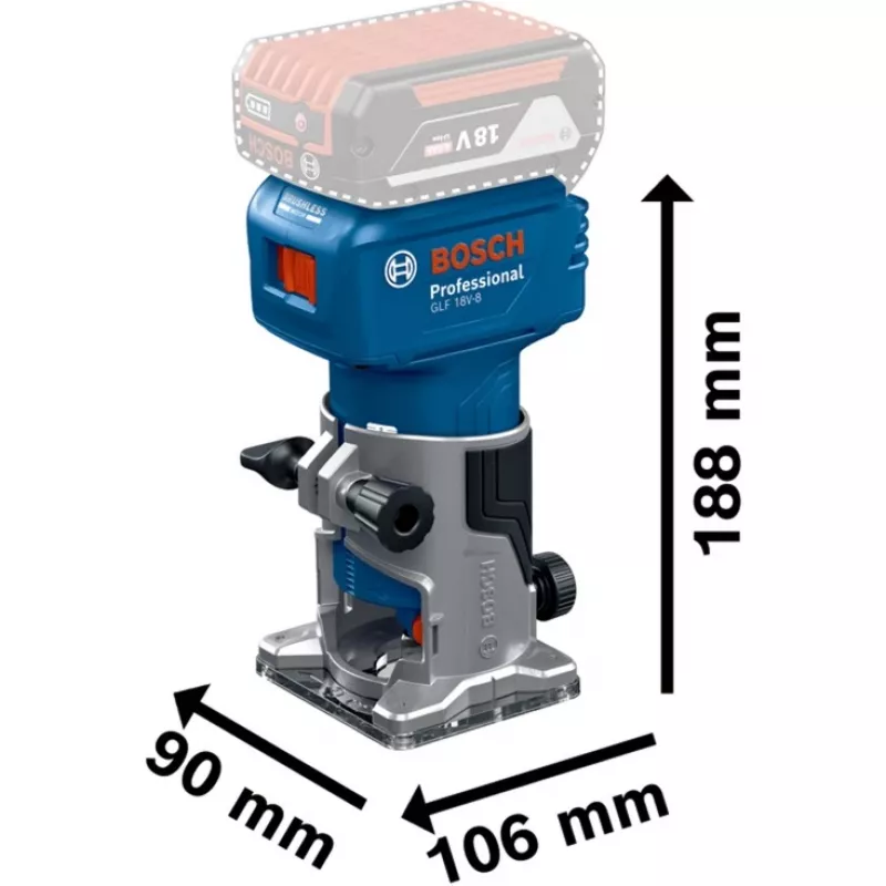 Bosch GLF 18V-8 Professional akumuliatorinė laminato frezavimo mašina, Solo