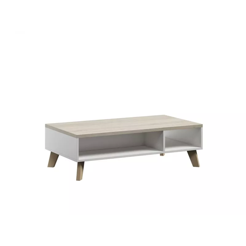 Staliukas kavos Cama Meble LOTTA 110 stačiakampis, 1100×600×350 mm, baltas rėmas su Sonoma ąžuolo viršumi