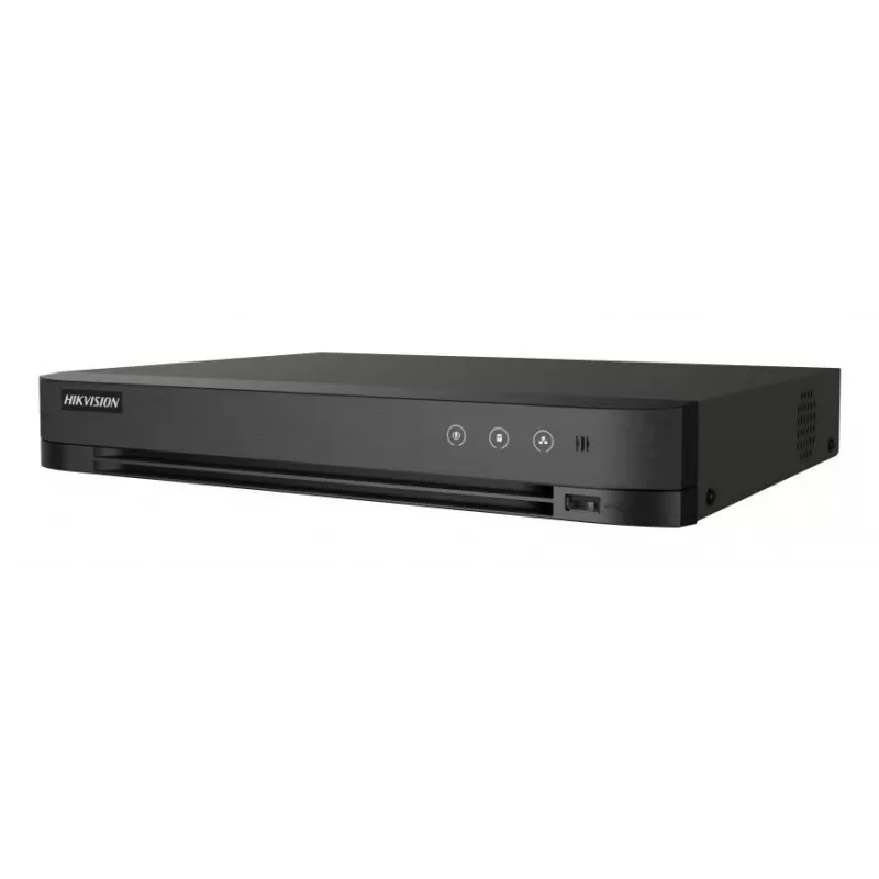 DVR Hikvision Pro Series 4 kanalų 1080p 1U H.265 AcuSense, 4 vaizdo įėjimai, max 2960×1665, 10 TB HDD, Fast Ethernet, 12V, juodas