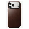 Nomad Modern Leather Folio dėklas iPhone 17 Pro Max — Ruda oda, 6,3 colio ekranas, 4 kortelių kišenės