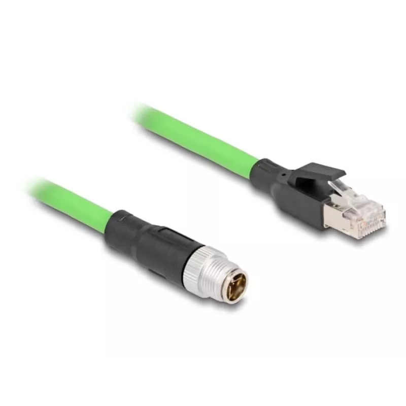 Tinklo kabelis DeLOCK M12 X-coded 8 kontaktų kištukas į RJ45 kištuką PUR (TPU) 1 m