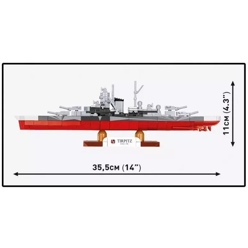 Konstruktorius Cobi Battleship Tirpitz – 593 detalės, mastelio modelis su demonstravimo stovu