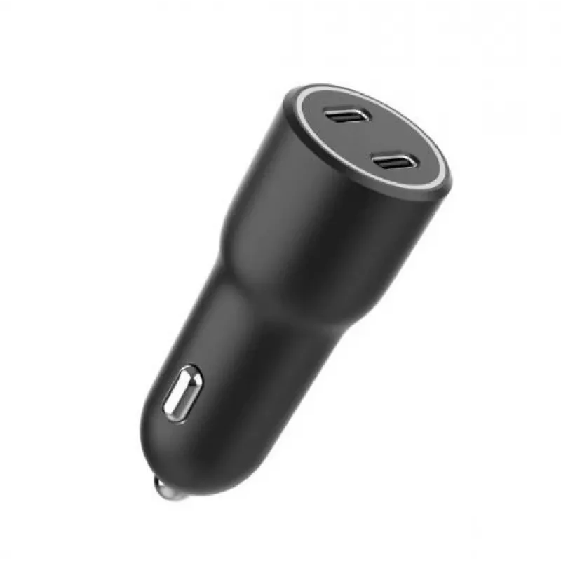 Automobilinis maitinimo adapteris Gembird TA-UC-C2PD40-CAR-01 (40W, 2xUSB-C PD) juodas