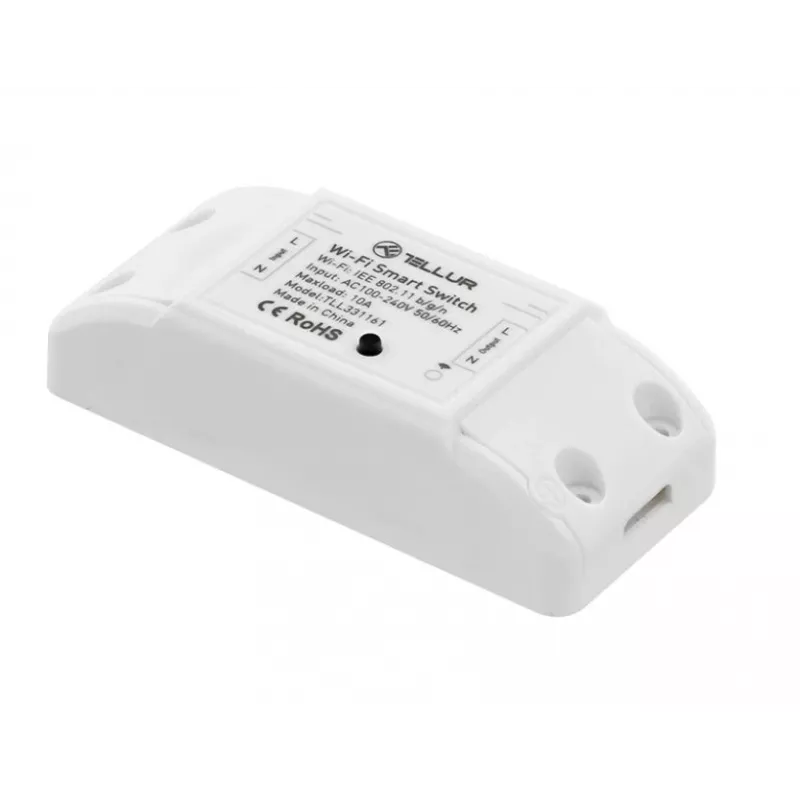 Inlinis WiFi jungiklis Tellur TLL331161 2200W – išmanioji relė lempoms ir prietaisams