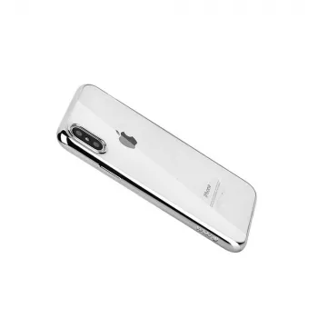 Minkštas dėklas Devia iPhone XS Max — TPU, sidabrinis, plonas apsauginis dangtelis
