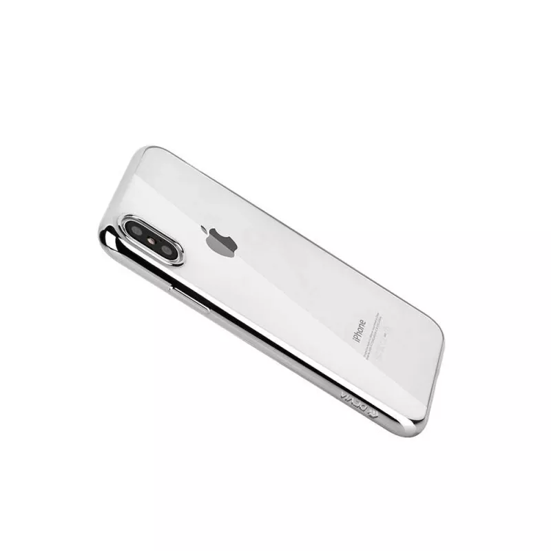 Minkštas dėklas Devia iPhone XS Max — TPU, sidabrinis, plonas apsauginis dangtelis
