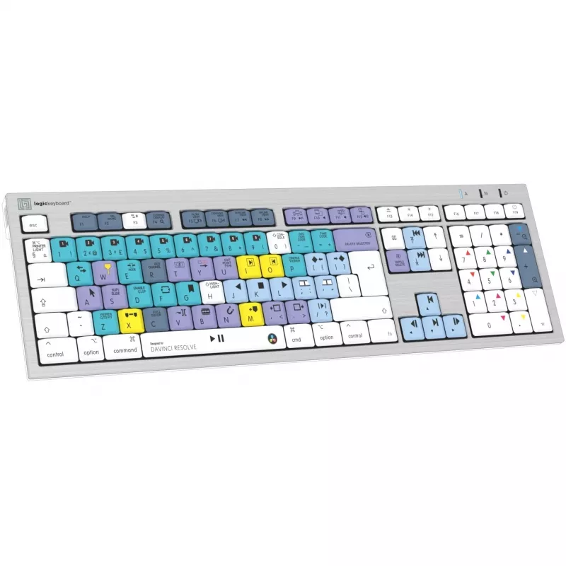 Logickeyboard LKB-RESC-CWMU-UK klaviatūra, skirta DaVinci Resolve, USB, QWERTY anglų