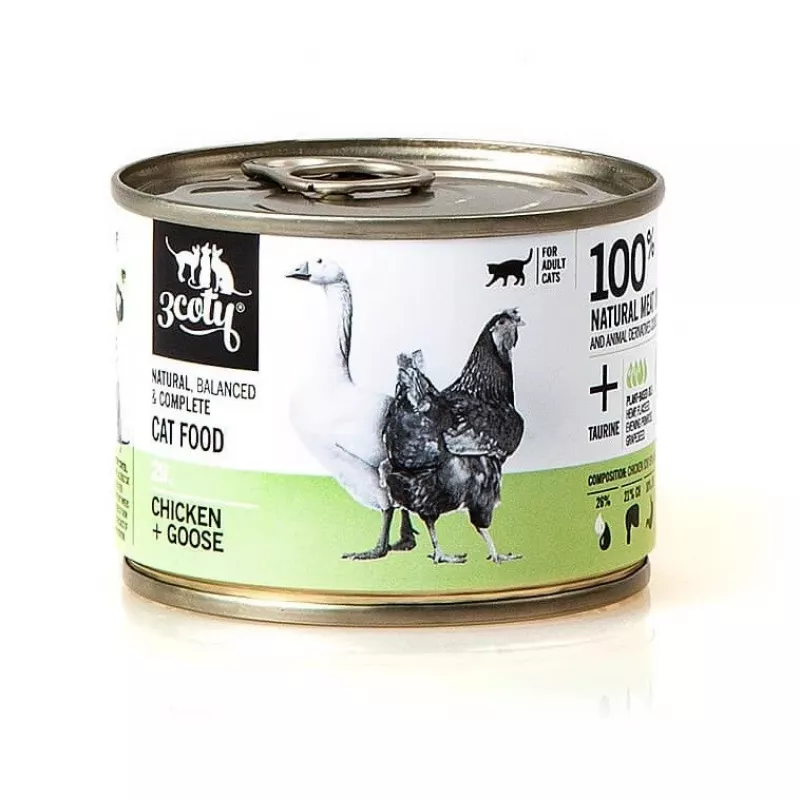 Šlapias kačių ėdalas 3coty 3COTY 29 Vištiena ir žąsis, 180 g skardinė, suaugusioms katėms, be grūdų, be glitimo ir be sojos